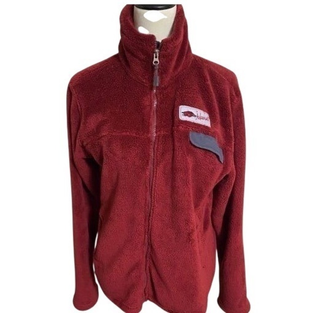 Knights Apparel Arkansas Razorbacks Fleece Jacket Women L Red Gorpcore Zip Up